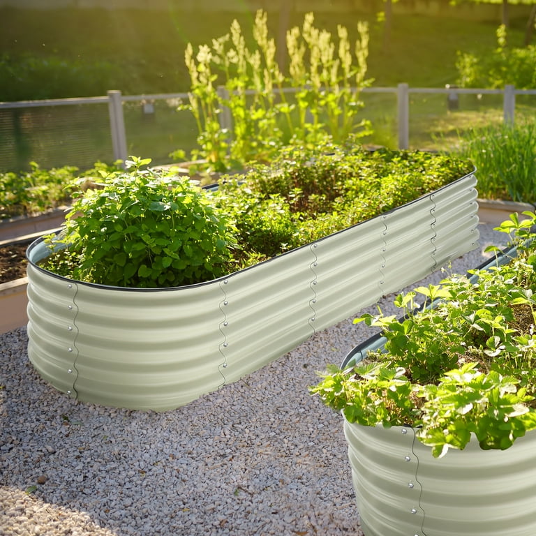 VEIKOUS Raised Steel Flower Bed, 9-in-1 Galvanized 8×2x1.4