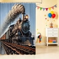 thumbnail image 2 of Erosebridal Train Shower Curtain 72Wx84L, Steam Engine Bathroom Shower Curtain, Vintage Steam, 2 of 5
