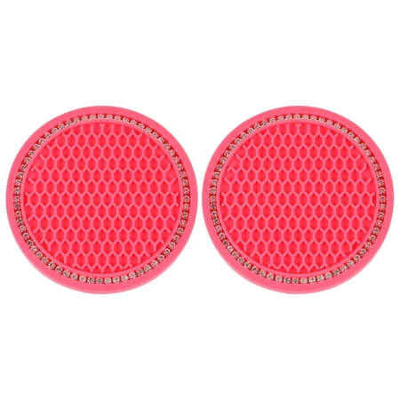 

2 Pcs Silicone Car Coasters Anti-slip Cup Pad Diamond Embedded Drink Coasters