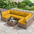 thumbnail image 6 of Kimunuk 14 Piece Outdoor Furniture Replacement Cushions, 5" Foam Foam High-Density, Fits 6-Seat Sectional Rattan Conversation Set, Patio Water-Resistant Sofa Cushions, Yellow, 6 of 6