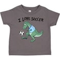 thumbnail image 3 of Inktastic I Love Soccer-dinosaur in Blue Boys or Girls Toddler T-Shirt, 3 of 5
