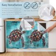 thumbnail image 5 of Coastal Sea Turtle Cabinet Curtain 35"Wx35"L,Dustproof Under Sink Skirt with Self Adhesive Tape,Blue Nautical Summer Beach Vintage Cabinet Curtain Cover for Kitchen Sink,Bathroom Vanity,Laundry Room, 5 of 9