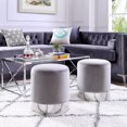 thumbnail image 1 of Inspired Home Violet Ottoman Velour Gris / Chrome, 1 of 6
