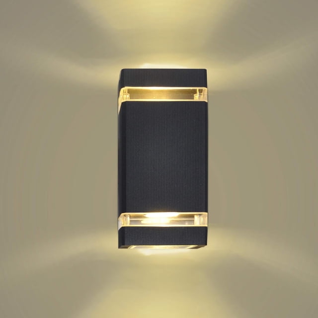Iluminación interior y exterior con LED negro, apliques de pared LED con luces de lavado de arriba y abajo Gu10 2,5 W, luz de porche fija de pared, luminaria blanca cálida