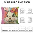 thumbnail image 2 of Happy Easter Bunny Decorative Throw Pillow Covers, Hello Peeps Rabbit Eggs Porch Patio Outdoor Pillowcase, Colorful Stripes Plaid Farmhouse Cushion Case Home Decor, 2 of 5