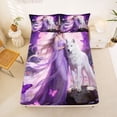 thumbnail image 5 of Manfei Dreamy Flower Lady Bed Sheets,Pretty Butterfly Full Size Sheets,Purple,4 Pieces,1 Flat Sheet, 1 Fitted Sheet and 2 Pillowcases, 5 of 6