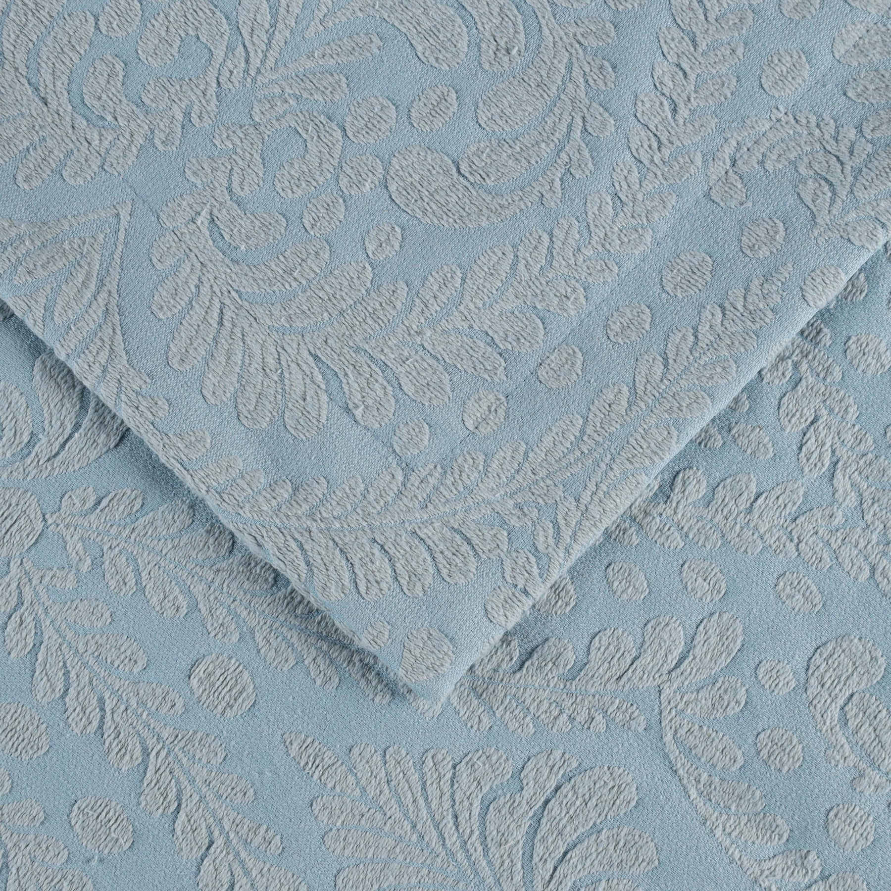 Superior 3 Piece Aspen Cotton Blend Bedspread Set, Floral Design Bedspreads, King, Light Blue