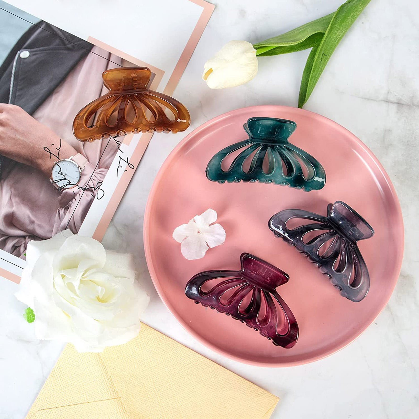 No Crease Hair Clip Long Rose Sectioning Clips Girls with Beads in Hair Star Hair for Hair Cute Hair Products Bow Barrette Hair Jewelry for Braids And Hair Curly Hair Things