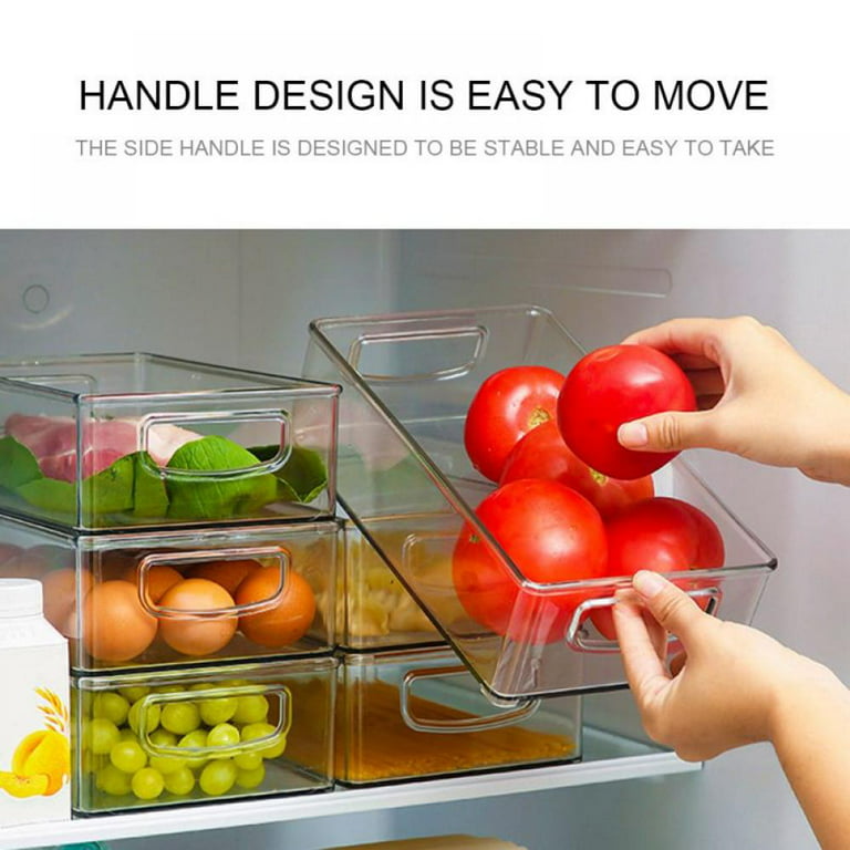 Norbiy Fridge Organizer Storage Bins Stackable Freezer Kitchen Containers BPA Free Clear Organization Fridge Stackable Organizer for Cabinet Drawer and