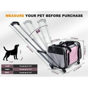 BEBANG Rolling Pet Carrier with Wheels, Foldable Airline Approved Dog Carriers for Small Dogs and Cats, Cat Carrier on Wheels, Pet Travel Carrier for Flight Camping Outdoor