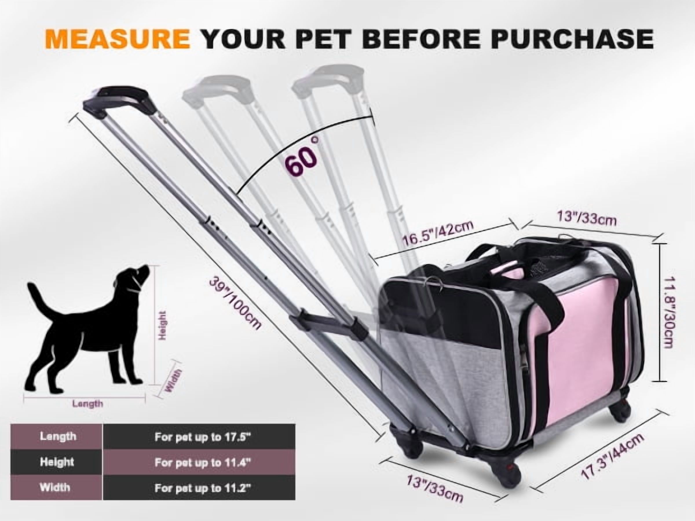 BEBANG Rolling Pet Carrier with Wheels, Airline Approved photo 7