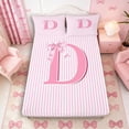 thumbnail image 3 of Meiyoeat Pretty Bow Letter D Full Size Sheets 4-Piece for Girls Juniors, Delicate Stripe Bed Sheets for Bedroom, Light Pink White, 3 of 6