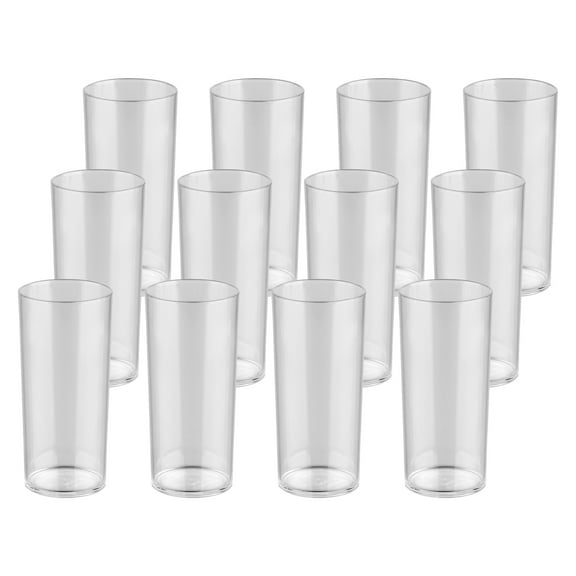 Unbreakable Drinking 8.1-ounce Glasses, Clear, Unbreakable Polycarbonate Highball Tumblers for Water, Juice, Cocktails, Dishwasher Safe, Tall for Indoor Outdoor Use, Reusable (Set of 12)