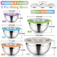 thumbnail image 2 of Vesteel Mixing Bowls with Lids Set of 8, Stainless Steel Prep Bowls with Upgraded Airtight Visible Lid, Metal Nesting Bowl Attach with 3 Graters for Kitchen Grating/ Shredding / Mixing - Multicolor, 2 of 8