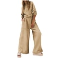 thumbnail image 3 of Elastic Waist Jumpsuit with Pockets, Women's Solid Color Round Neck Loose Fit Romper Overalls, Casual Lounge Wear One Piece, Summer Travel Outfit, Birthday Gifts for Women, 3 of 9