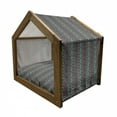 thumbnail image 2 of Vintage Pet House, Victorian Curls and Swirls with Geometric Rhombus Ornamental Illustration, Outdoor & Indoor Portable Dog Kennel with Pillow and Cover, 5 Sizes, Sea Green Dried Rose, by Ambesonne, 2 of 5