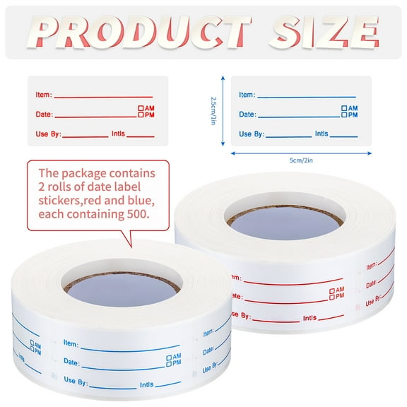 2 Rolls of 1000 Removable Food Labels – 1" x 2" Stickers for Freezer, Canning, Pantry, and Meal Prep Containers