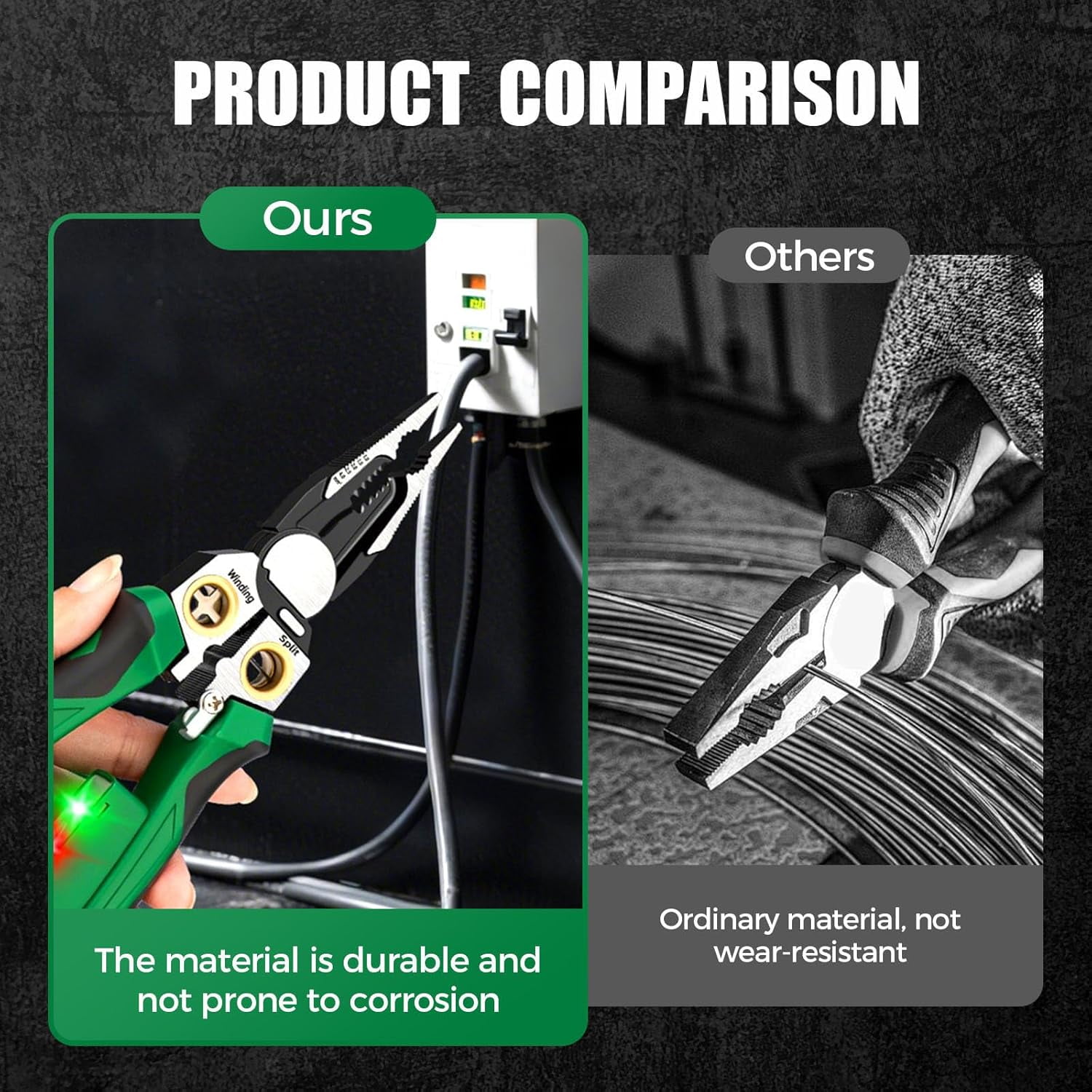 ABPETE 2025 New 8 in 1 Wire Stripper with Voltage Tester, Multi-function Electric Wire Stripping Tool for Cutting and Pulling Pliers, Electrical Pliers for Wire Cutting Stripping Crimping (2pcs)