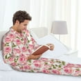 thumbnail image 6 of Salouo Rose Flowers Print Button-Front Long Sleeve Pajama Set for Men, Soft 2Pjs Men's Long Sleeve Sleepwear-XX-Large, 6 of 7