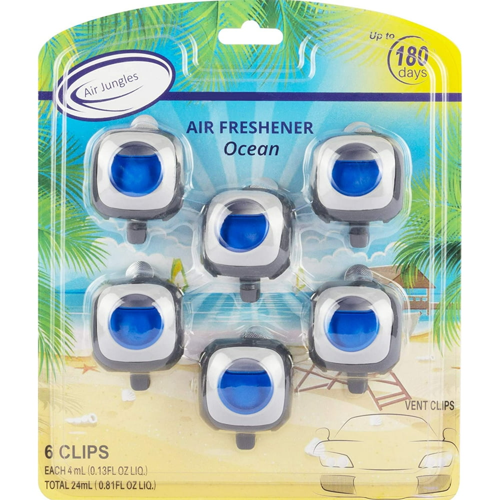 Ocean Scent Car Air Freshener Clip, 6 Car Freshener Vent Clips, 4ml