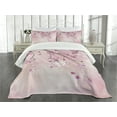 thumbnail image 3 of Ambesonne Pink Quilted Bedspread Set 3 Pcs, Tree Branch with Flowers, King Size, Pink Fuchsia, 3 of 5