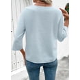 thumbnail image 6 of DOKOTOO Women Blouse Tops V Neck 3/4 Sleeve Lightweight Shirts Lace Blouses Casual Fit Light Blue S US4-6, 6 of 10