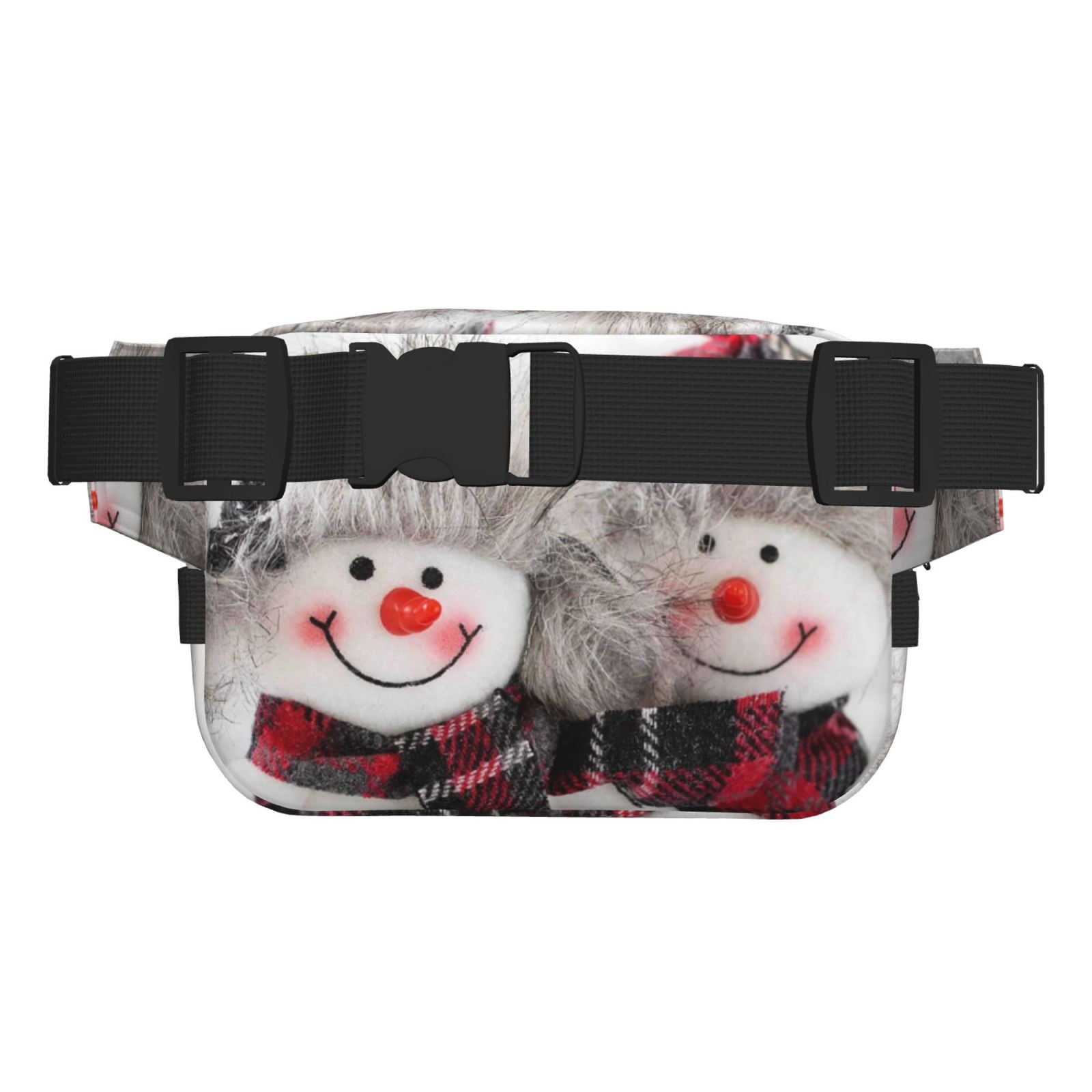 Hirioo Christmas Snowman With Hat for Double Layer Waist Bag Adjustable Fanny Pack For Travel Running Hiking