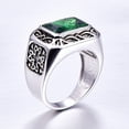 thumbnail image 2 of Men's 6.85ct 8X12mm Radiant Cut Created Emerald 925 Sterling Silver Wedding Engagement Band Size 6-14, 2 of 5