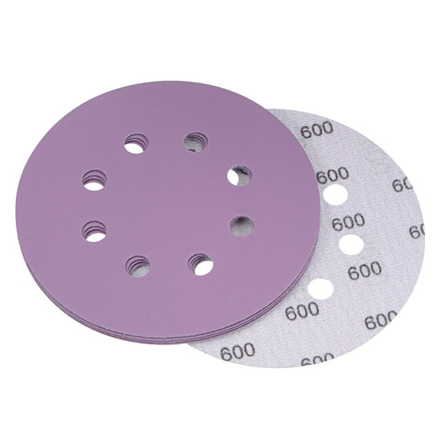 Unique Bargains 5 Pack 5-Inch Purple Sanding Discs 600 Grits 8 Hole Hook & Loop Professional Aluminum Oxide Sandpaper