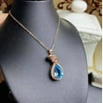thumbnail image 5 of Lakshya Jewel LLC 3Ct Pear Cut Blue CZ Teardrop Pendant 14K Yellow Gold Plated Silver, 5 of 5