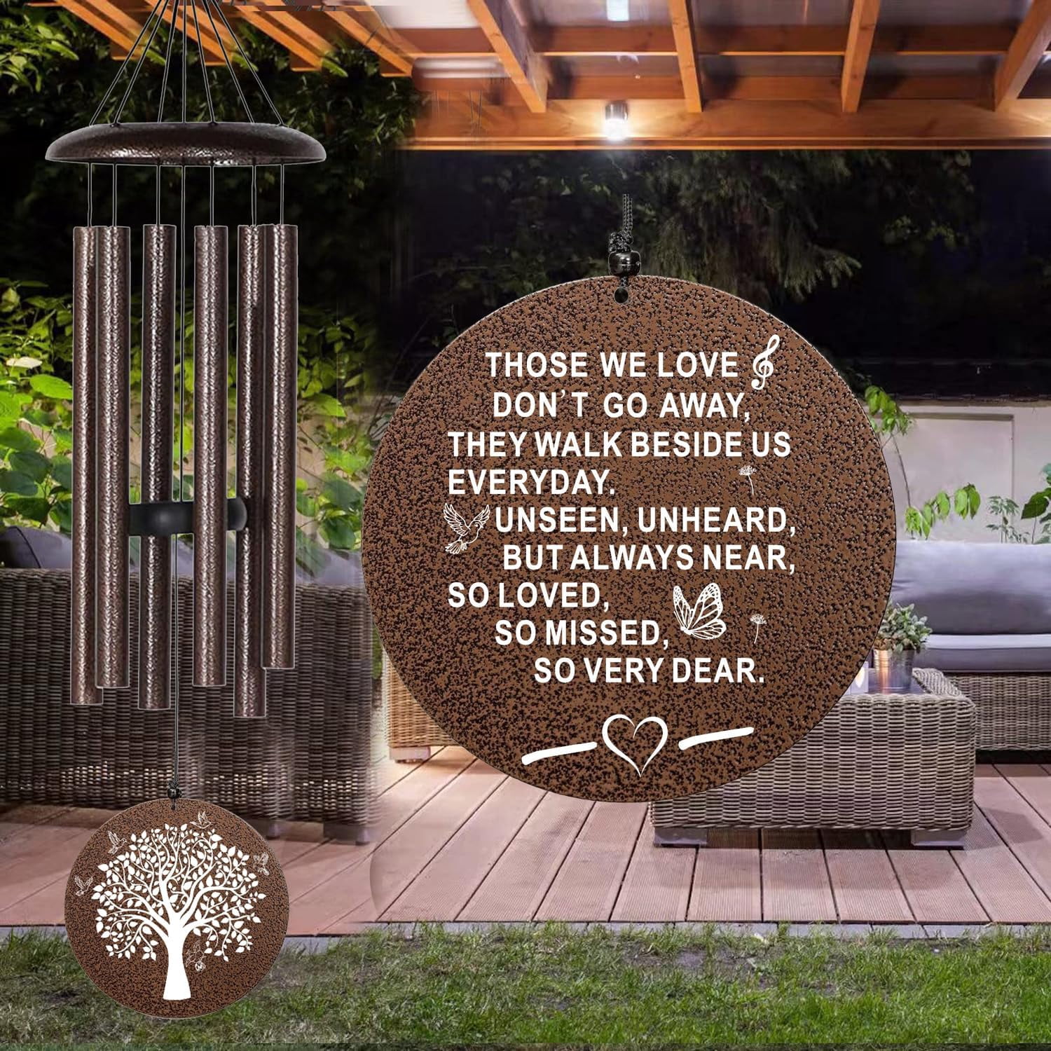 Sympathy Wind Chimes, 40" Memorial Wind Chimes for Loss of Loved One, Sympathy Memorial Bereavement Gift,in Memory of Loved One Loss of Mother Father，Home Decor Garden Patio Outdoor