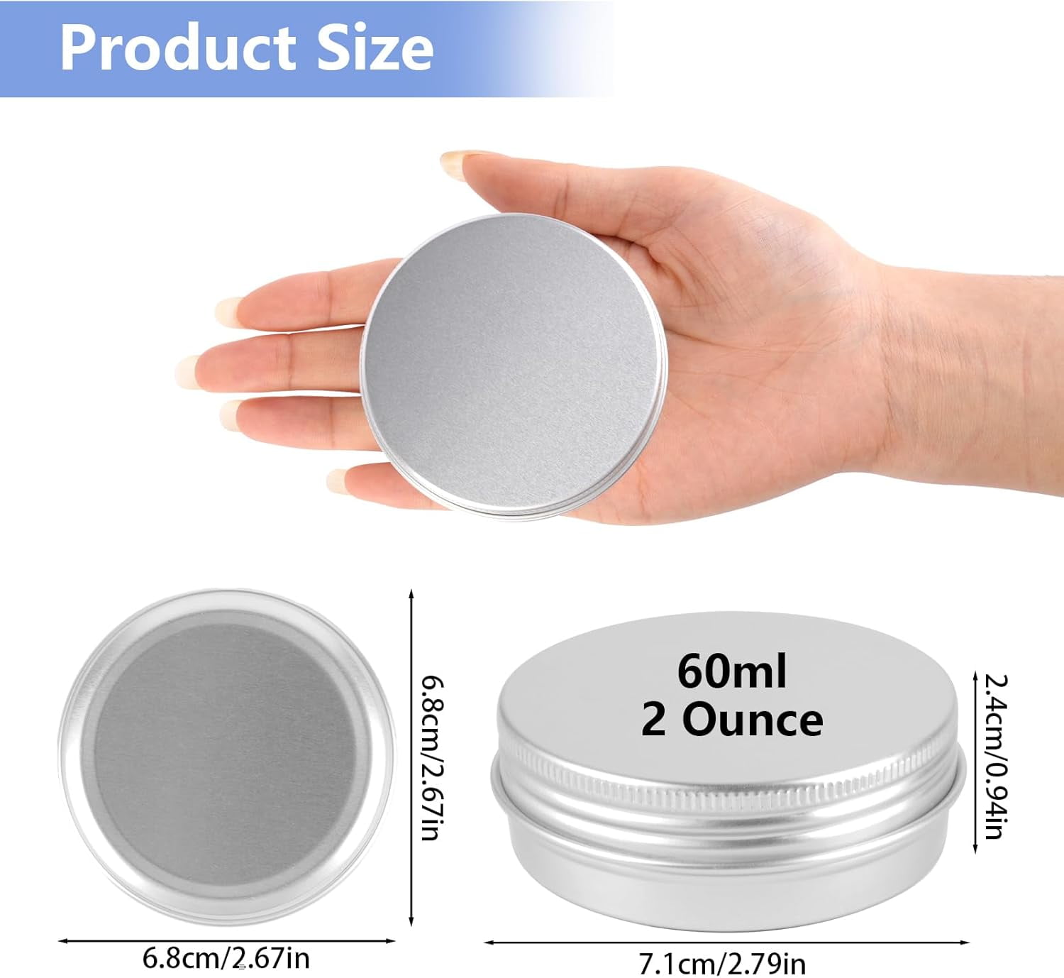 Lip Balm Containers,20-Pack 60ml Refillable Travel Size Aluminum Jars - Leak-Proof Cosmetic Cream Containers(DSF)