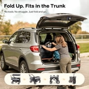 HARPPA Foldable Wagon Stroller for 4 Kids with 5-Point Harness,Canopy,Gray