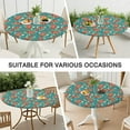 thumbnail image 7 of Round Fitted Tablecloth with Elastic Edges Fits 45"-52" Round Tables Pioneer Colorful Floral Waterproof Table Cover Washable Indoor and Outdoor for Party Kitchen Dinner Banquet Patio Picnic, 7 of 7