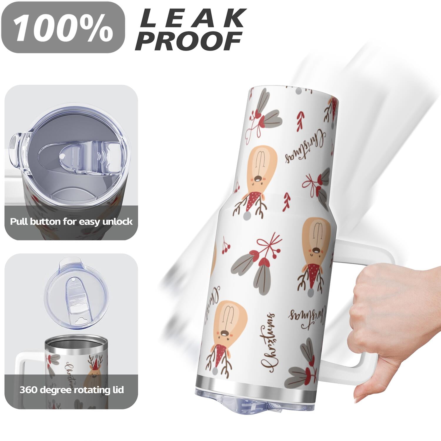 1pc 40 oz Christmas Tumbler with Lid and Straw Stainless steel Insulated tumblers Cute water bottle Travel/Gym coffee tumbler Gifts for Women/men