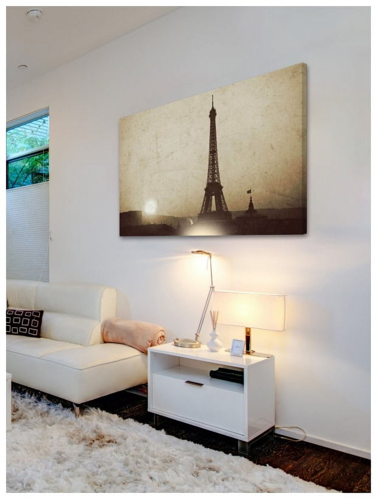 "Eiffel Tower and Setting Sun" Painting Print on Wrapped Canvas