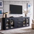 thumbnail image 6 of Glass Arched Door Sideboard Buffet Cabinet, Accent Cabinet with Adjustable Shelf, Wood Modular Credenza Storage Cabinet for Dining Room, Living Room, Entryway, Black, 6 of 8