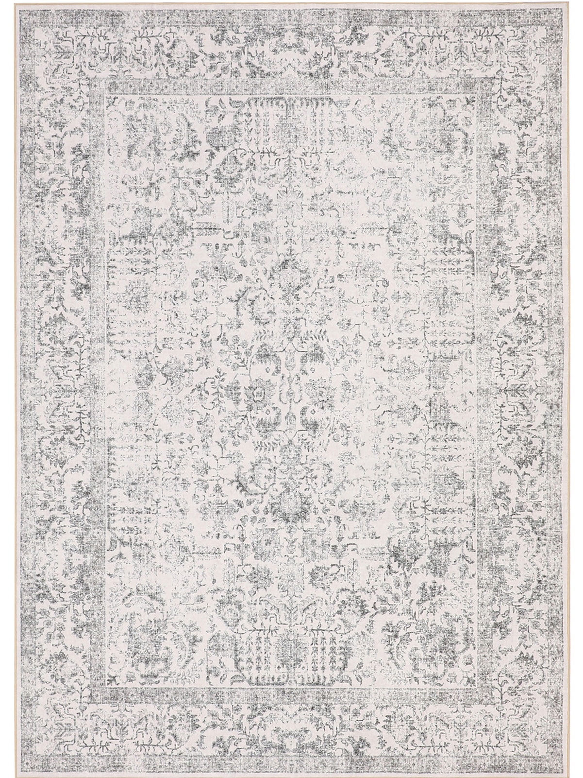 BERTHMEER 8'x10' Washable Large Area Rugs indoor Vintage Oriental Distressed Rugs Carpets for Living Room Bedroom Dining Room Office Throw Rugs Non-slip, Gray