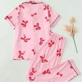 thumbnail image 4 of Tnhcen Summer Women's Print Nightwear Set Airy Short Sleeve Button Up Top and Shorts Lounge Wear Set​ S-XL, 4 of 4