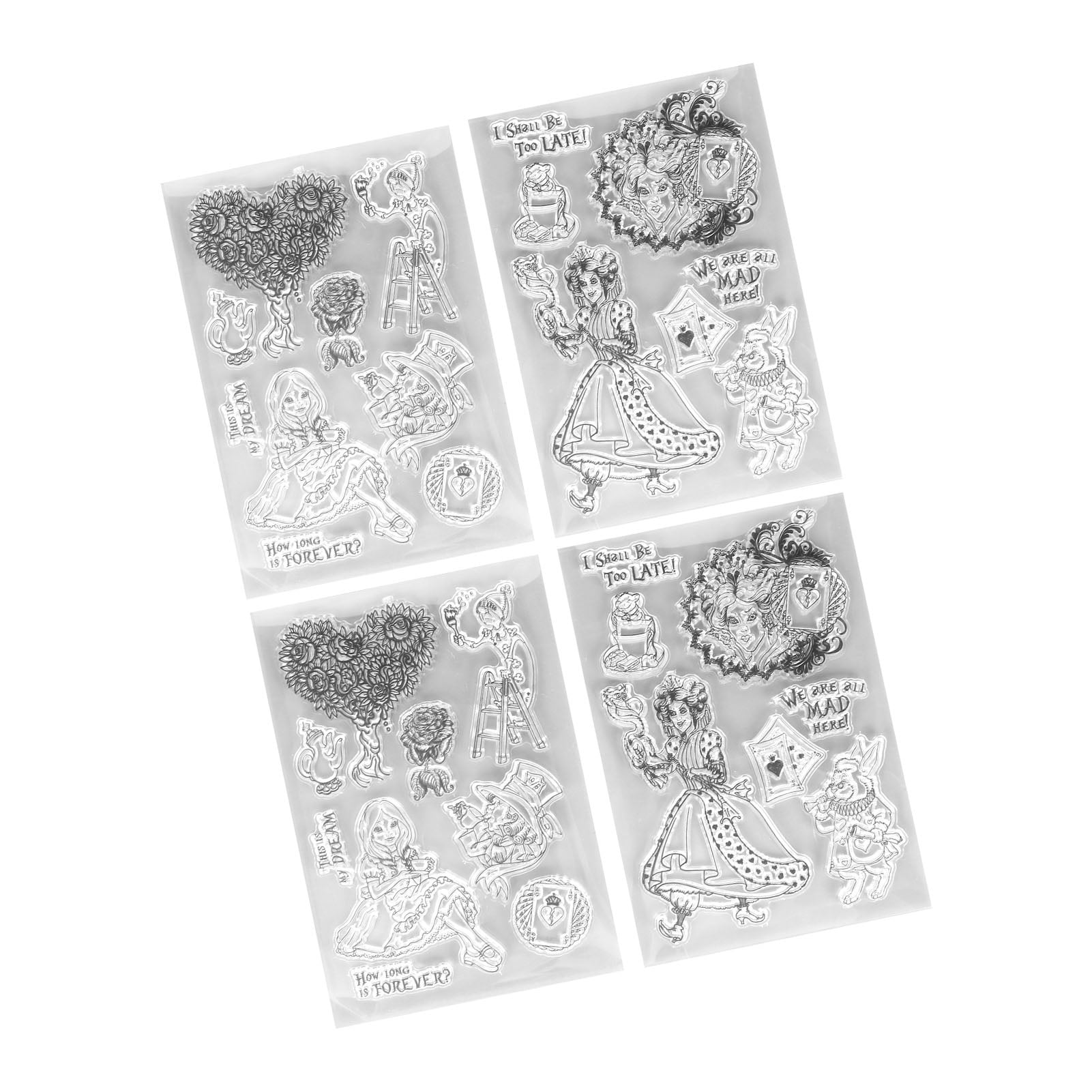 Clear Stamps, Card Making Stamps 4 Sheet Clear Imprint Easy To Operate