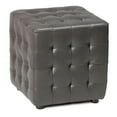 thumbnail image 2 of Cortesi Home Izzo Tufted Cube Ottoman in Burgundy Red Bonded Leather, 2 of 4