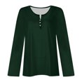 thumbnail image 4 of Fouhkni Womens Tunic Tops Loose Fitted Long Sleeve Notch V Neck Casual Fall Plain Comfy Shirts, 4 of 5