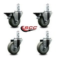 thumbnail image 2 of 3.5 Inch Gray Polyurethane Wheel Swivel 7/8 Inch Square Stem Caster Set 2 Brake, 2 of 2