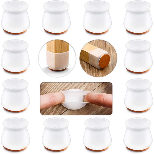 Protectores de patas de silla de silicona mejorados con fieltro para suelos de madera dura, almohadilla elástica para proteger los suelos de arañazos y ruido, movimiento suave para pies de silla Adepaton WRMH-913-2