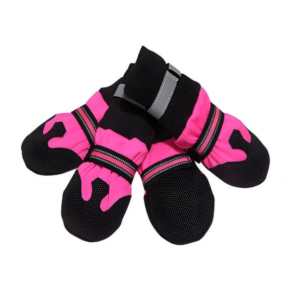 GASTROPOD 4Pcs Dog Shoes for Winter Dog Boots & Paw Protectors Comfortable Reflective Magic Tape Design Dog Rain Boots 6x5cm,Pink