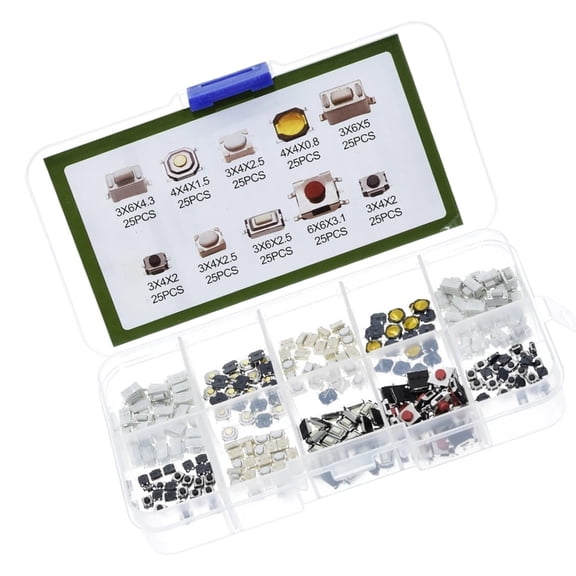250PCS Tiny Tactile Push Switches Multiple Types Upgrades for Device Control