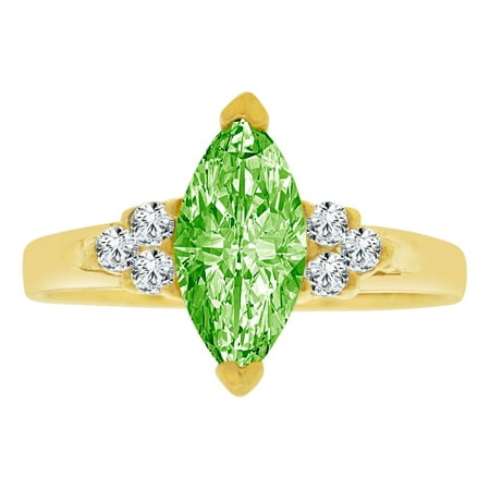Simple Marquise - 14k Yellow Gold, Simple Classic Ring Created Color Marquise CZ Synthetic Aug Birthstones