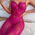 thumbnail image 5 of JSGEK Women Floral Lace Bodycon Midi Dress Spaghetti Strap Sheer Mesh Overlay Nightgown Lingerie Set for Special Occasion Pink L, 5 of 7