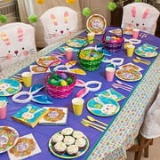 Greenbrier International Easter Round Hanging Woven Bamboo Basket, Colorful Spring Design, Set of 4