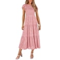 thumbnail image 1 of Vestido midi PRETTYGARDEN para mujer, floral, verano 2025, rosa, 1 of 9
